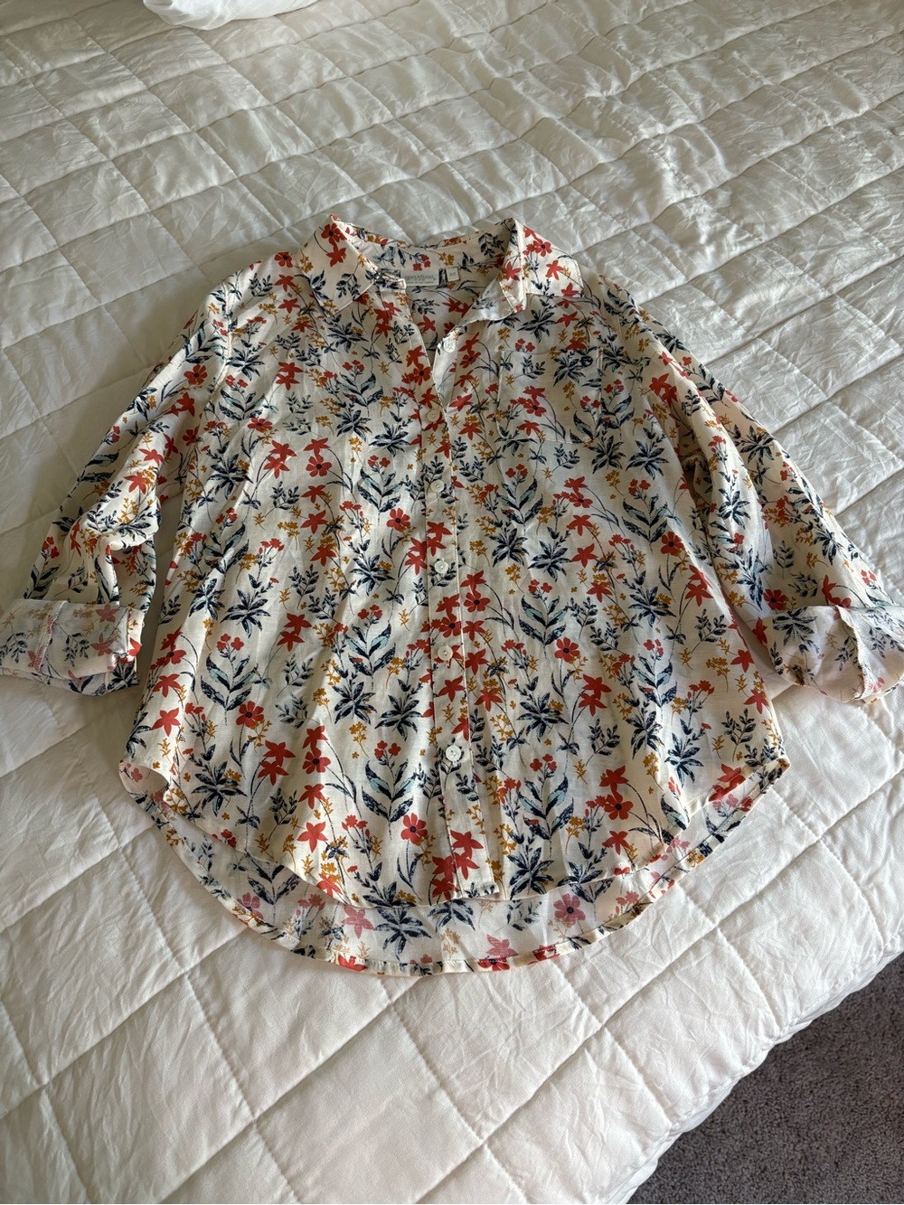 Spartina 449 Lois Linen Floral Button Down Top XS - Picture 6 of 6
